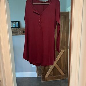 Zenana Outfitters Red Polo Tunic Relaxed Buttoned